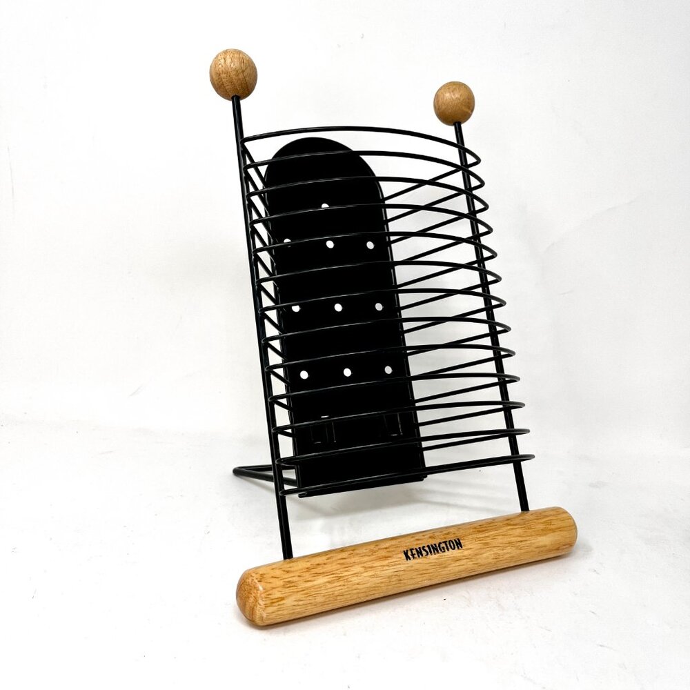 Vintage KENSINGTON Kickstand Black Wire 12-Disc CD Storage Tower Rack Desk Top